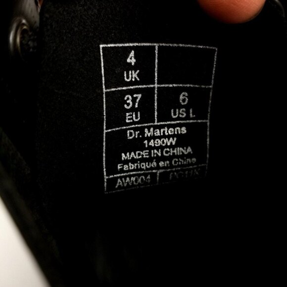 Dr. Martens Black 1490 Mid‎ Calf Virginia Leather Combat Boots 90s Grunge y2k - Picture 8 of 10